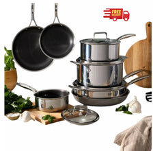 HENCKELS Paradigm Tri-Ply Stainless Steel 11 Piece Non-Stick Cookware Set