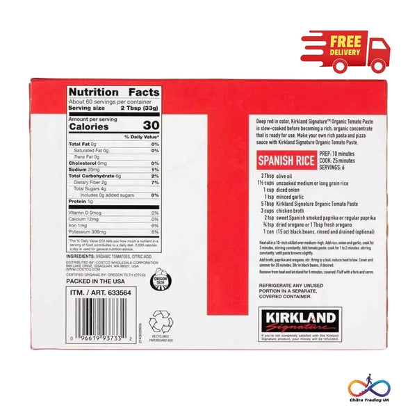 Kirkland Organic Tomato Paste 12 Tins 170g Each | Pizza Pasta Cooking Sauce