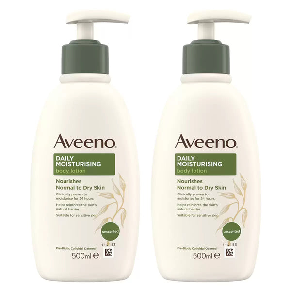 Aveeno Daily Moisturising Body Lotion, 2 x 500ml