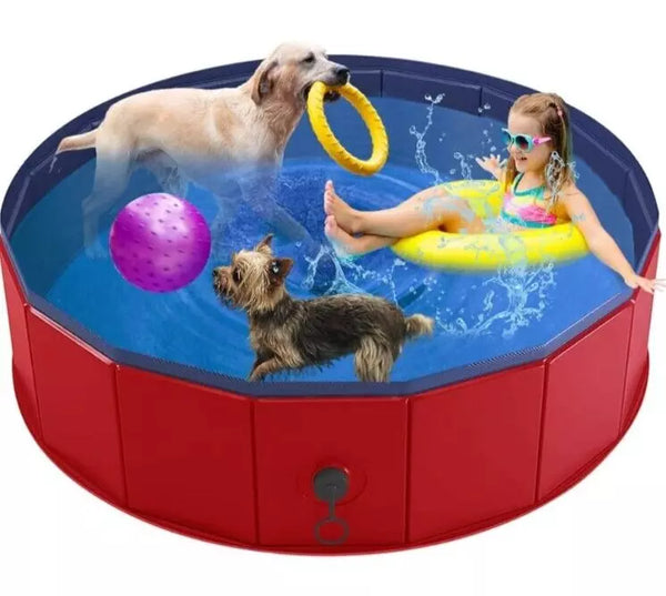 PowBear Dog Paddling Pool Portable Dog Pools Slip Resistant & Durable 160 X 30