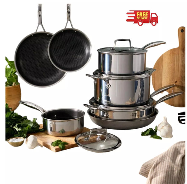 HENCKELS Paradigm Tri-Ply Stainless Steel 11 Piece Non-Stick Cookware Set