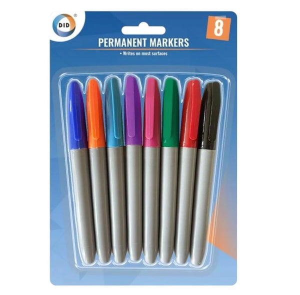 Pack Of 8 Assorted Colour Permanent Marker Pens Bullet Tip Markers Pack Of 8