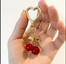 Cherry key ring bag charm