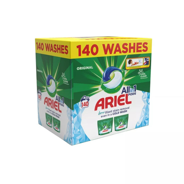 Ariel All in One Pods 140 Wash | Powerful Laundry Detergent for Cold & Hot Wash