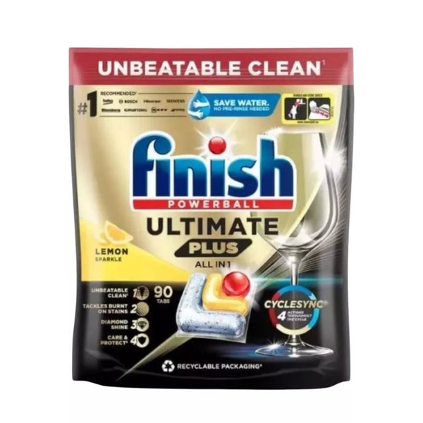 Finish Ultimate Plus Infinity Shine Dishwasher Tablets 90 Pack - Powerful Clean