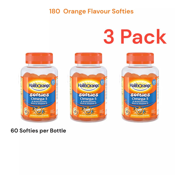 Haliborange Kids Mental Performance Orange Multivitamin Softies (3 Packs of 60)