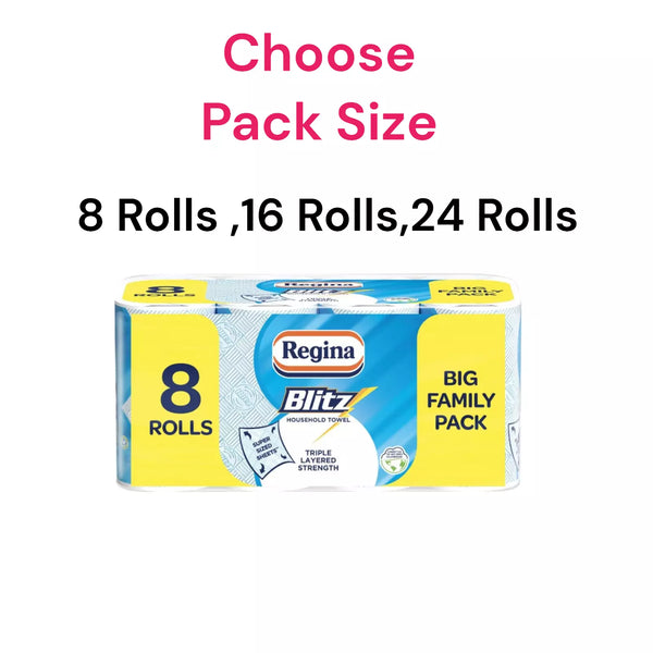 Regina Blitz Household Towels 3-Ply Kitchen Roll 70 Sheets White Big Family Pack