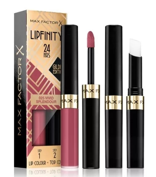 Max Factor Lipfinity 24HR Lip Colour Lipstick 025 Vivid Splendour & 020 Angelic