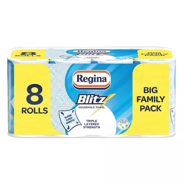 Regina Blitz Household Towels 3-Ply Kitchen Roll 70 Sheets White Big Family Pack