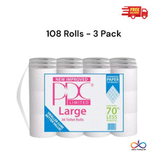 36x White Toilet Tissue Rolls 2ply 20 PPC Quilted Embossed Paper Jumbo