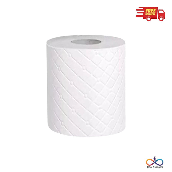 36x White Toilet Tissue Rolls 2ply 20 PPC Quilted Embossed Paper Jumbo