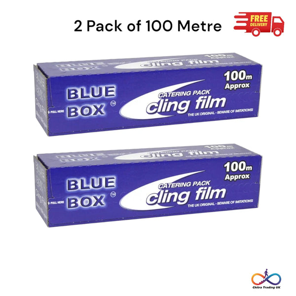Strong Catering Cling Film  Blue Box™ - 100 Metres - Food Wrap, 300mm 2 and 9 PK