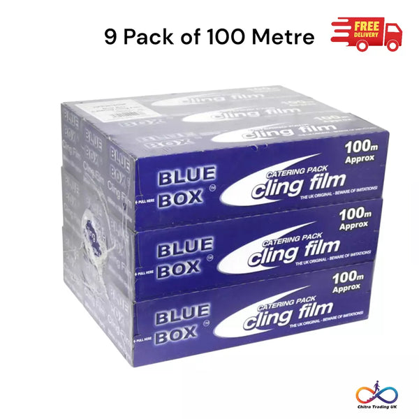 Strong Catering Cling Film  Blue Box™ - 100 Metres - Food Wrap, 300mm 2 and 9 PK