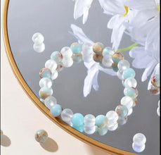 Shoushan Stone Beaded Semi-Minimalist Stretch Bracelet for Luck, Career & Love