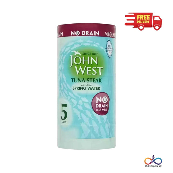 John West No Drain Tuna Steak in Spring Water Pack of 5 x 110g
