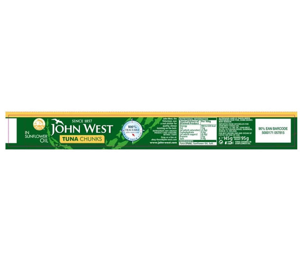 John West Tuna Chunks in Sunflower Oil Naturally High in Protein 12 Cans of 145g