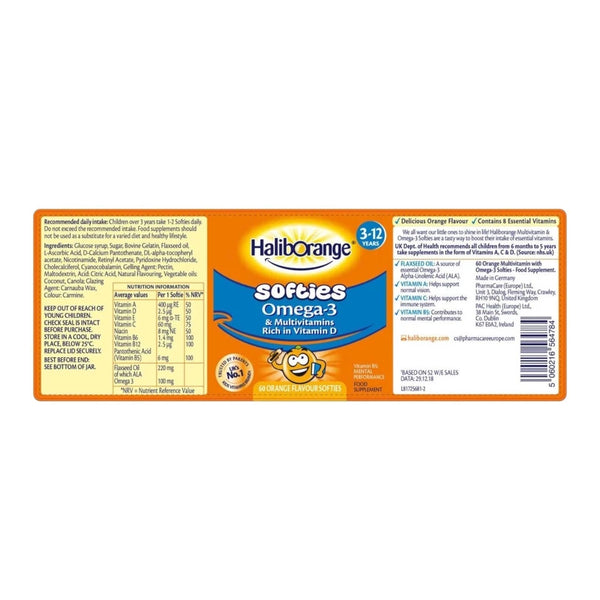 Haliborange Kids Mental Performance Orange Multivitamin Softies (3 Packs of 60)