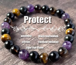 Bohemian Natural Protection Stone Beaded Bracelet Unisex Multicolour Stretchable