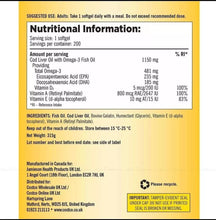 Kirkland Signature Cod Liver Oil+Omega3 Fish 1150mg Vitamin Pack - 200 Capsules