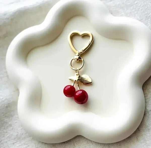 Cherry key ring bag charm
