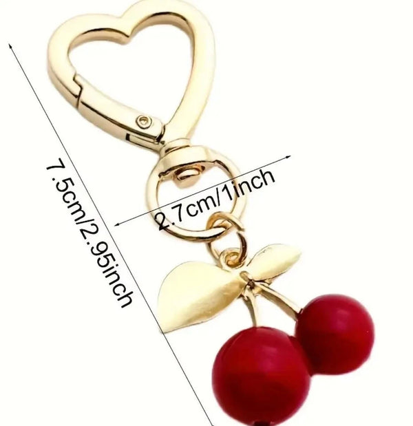 Cherry key ring bag charm