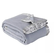 New Luxury Classic Satin Ribbon Border Cosy Fleece Throw