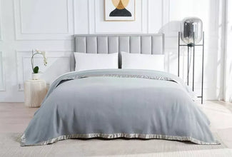 New Luxury Classic Satin Ribbon Border Cosy Fleece Throw