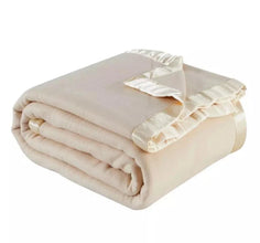 New Luxury Classic Satin Ribbon Border Cosy Fleece Throw