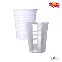 100 White & Clear Plastic Vending Cups Reusable / Disposable Drinking Cups 7oz